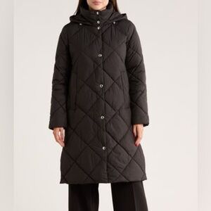 Sam Edelman Hooded Long Quilted Puffer jacket Size Small